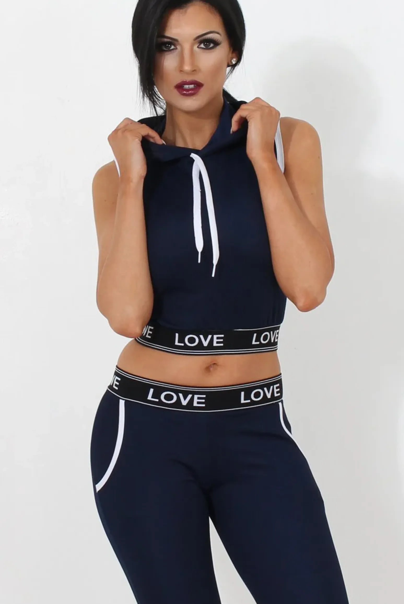 Rebellious Fashion Harlow Navy Activewear Two Piece