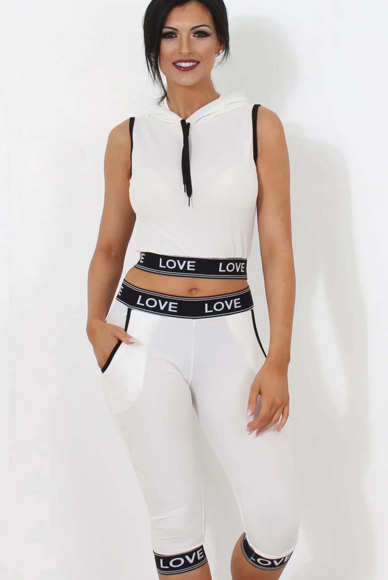 Rebellious Fashion Harlow White Activewear Two Piece