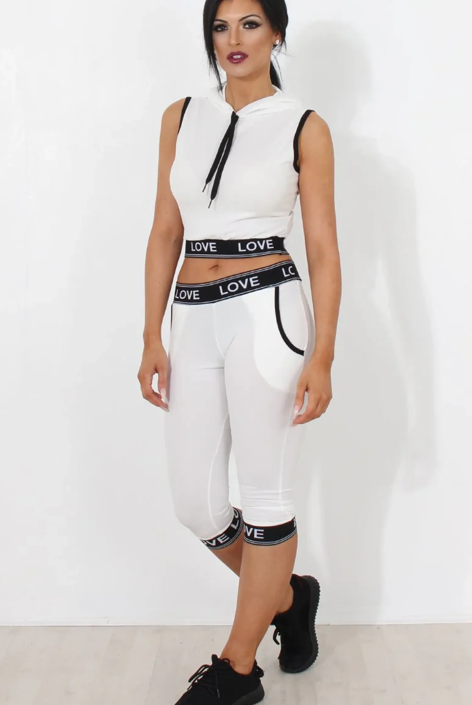Rebellious Fashion Harlow White Activewear Two Piece