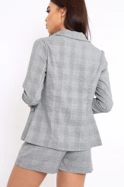 Rebellious Fashion Hounds-tooth Tailored Blazer and Shorts Co-ord - Catie