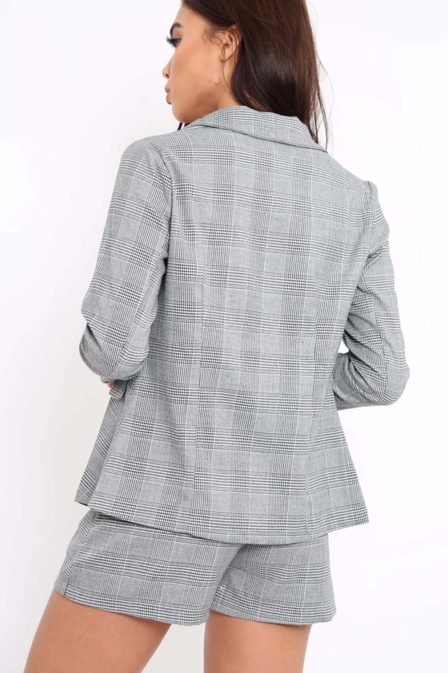 Rebellious Fashion Hounds-tooth Tailored Blazer and Shorts Co-ord - Catie