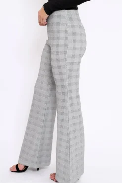Rebellious Fashion Hound-Tooth High Waist Flare Trousers -Tisha