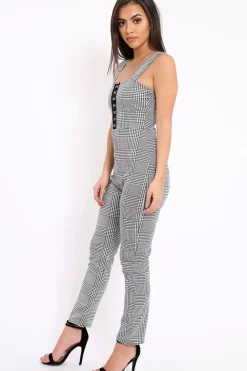 Rebellious Fashion Hound-Tooth Hook & Eye Jumpsuit - Arrie