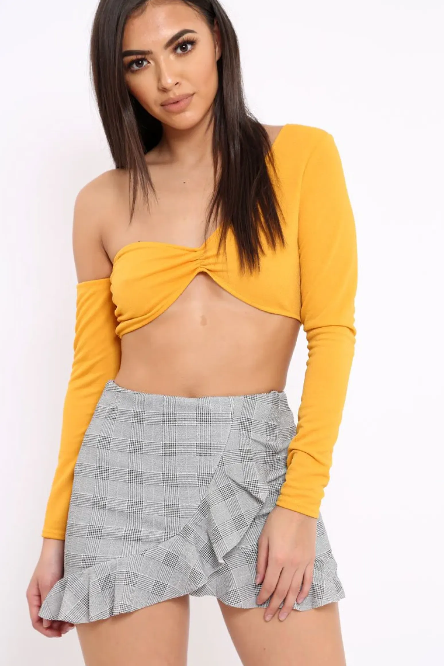 Rebellious Fashion Hound-Tooth Ruffle Skort - Becci