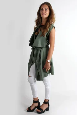Rebellious Fashion Imogen Khaki Waterfall Jacket