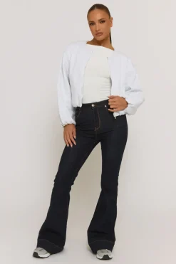 Rebellious Fashion Indigo Stretch Flared Leg Jeans - Briani