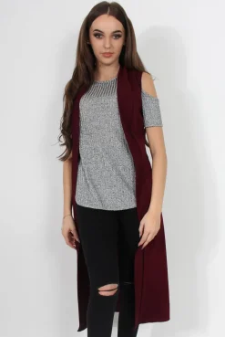 Rebellious Fashion Ivanna Wine Sleeveless Jacket