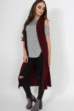 Rebellious Fashion Ivanna Wine Sleeveless Jacket