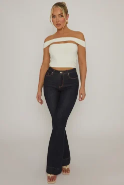 Rebellious Fashion Ivory Cut Out Bandeau Top - Amal