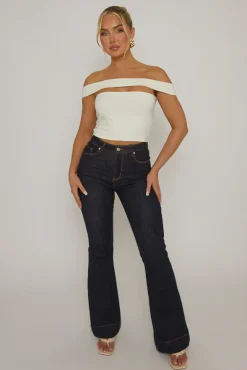 Rebellious Fashion Ivory Cut Out Bandeau Top - Amal