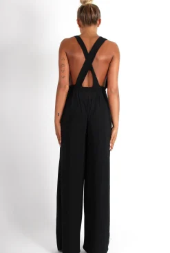 Rebellious Fashion Jan Black Deep V Jumpsuit
