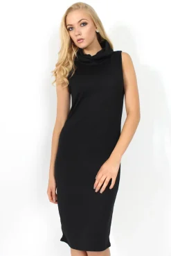 Rebellious Fashion Janet Black Cowl Neck Dress