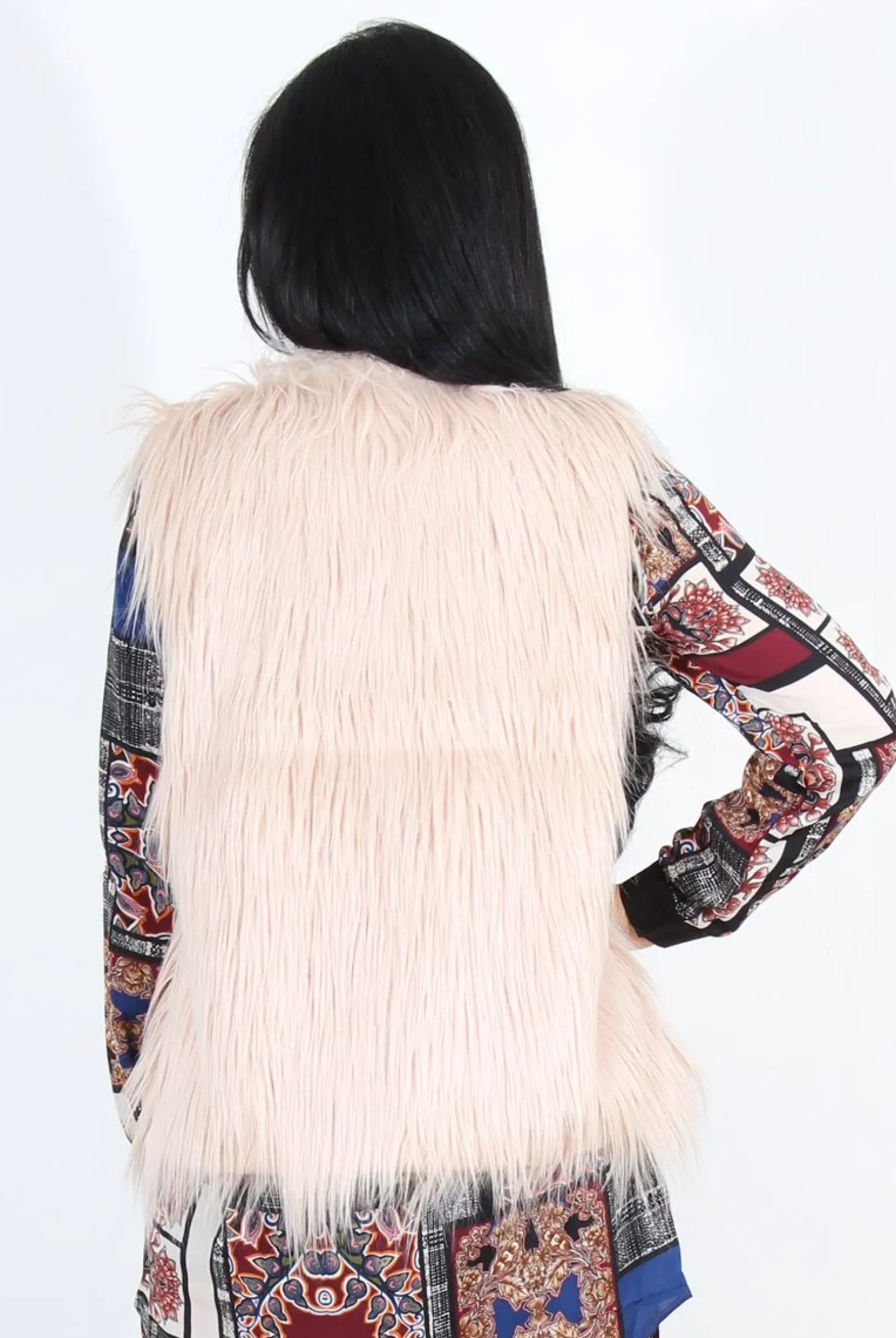 Rebellious Fashion Jazmin Nude Faux Fur Gilet
