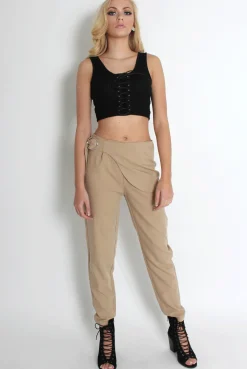 Rebellious Fashion Jeannette Beige Cigarette Trousers