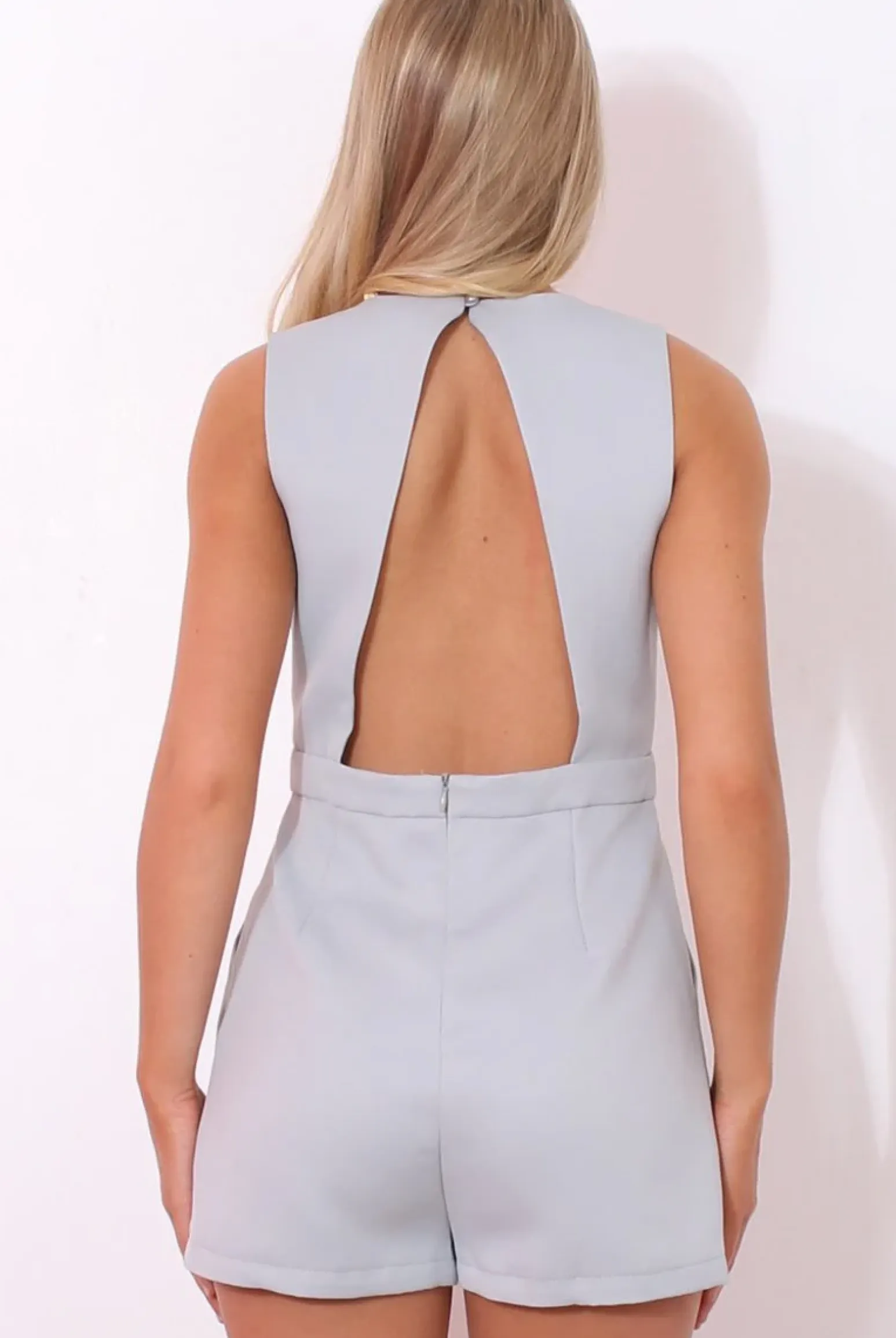 Rebellious Fashion Joane Blue V Front Playsuit