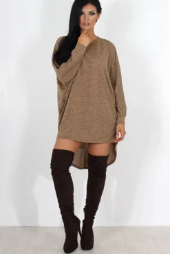Rebellious Fashion Johanna Camel Drooped Back Jumper