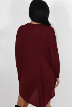 Rebellious Fashion Johanna Wine Drooped Back Jumper