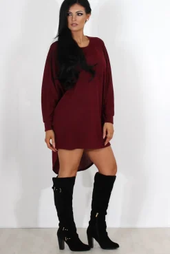 Rebellious Fashion Johanna Wine Drooped Back Jumper
