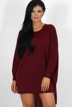 Rebellious Fashion Johanna Wine Drooped Back Jumper