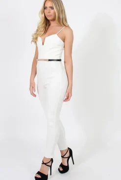Rebellious Fashion Jona White V Front Jumpsuit