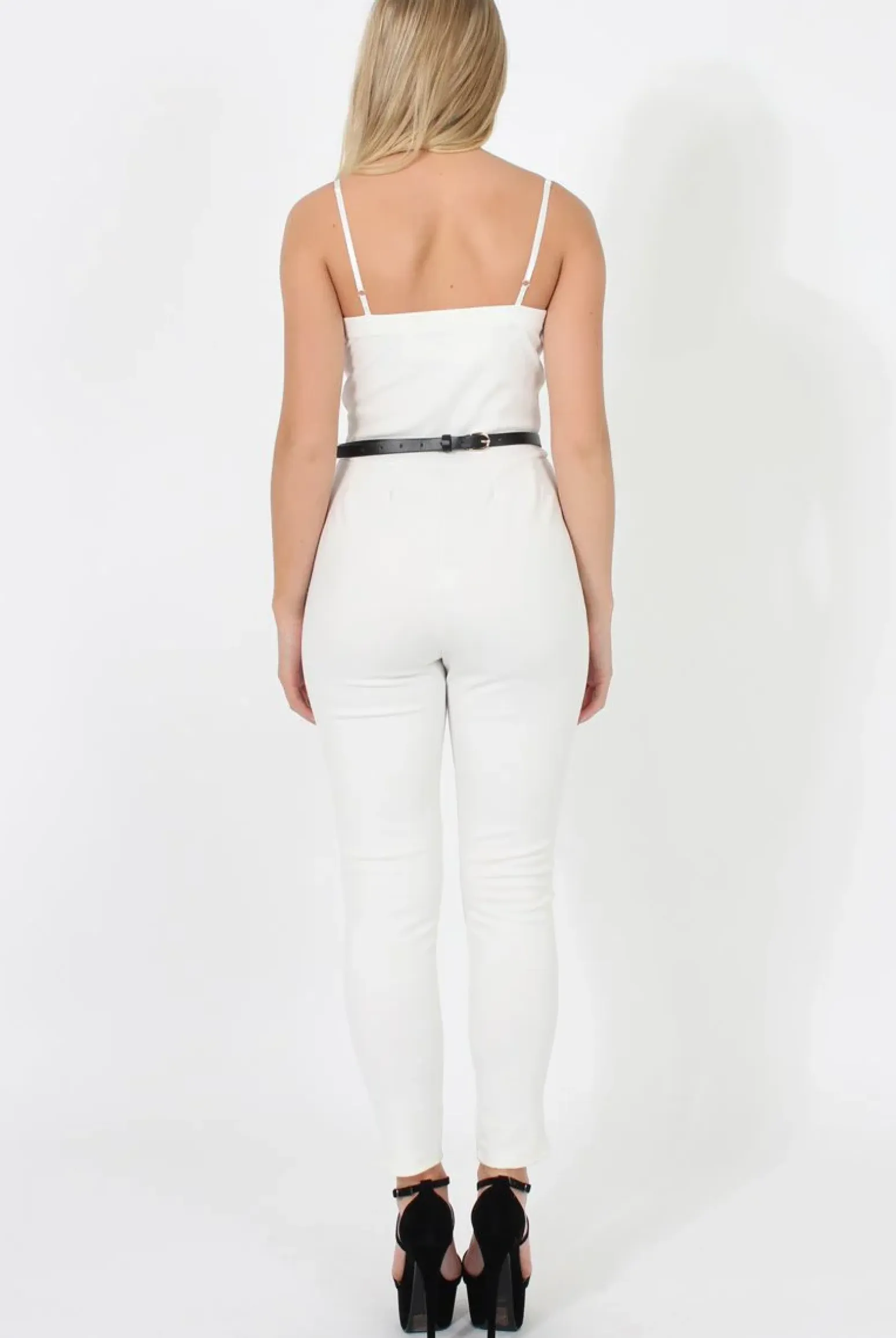 Rebellious Fashion Jona White V Front Jumpsuit