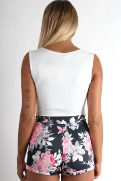 Rebellious Fashion Justine Pink Floral Cross Front Playsuit