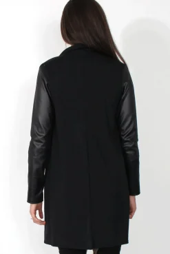 Rebellious Fashion Karina Black PU Long Jacket