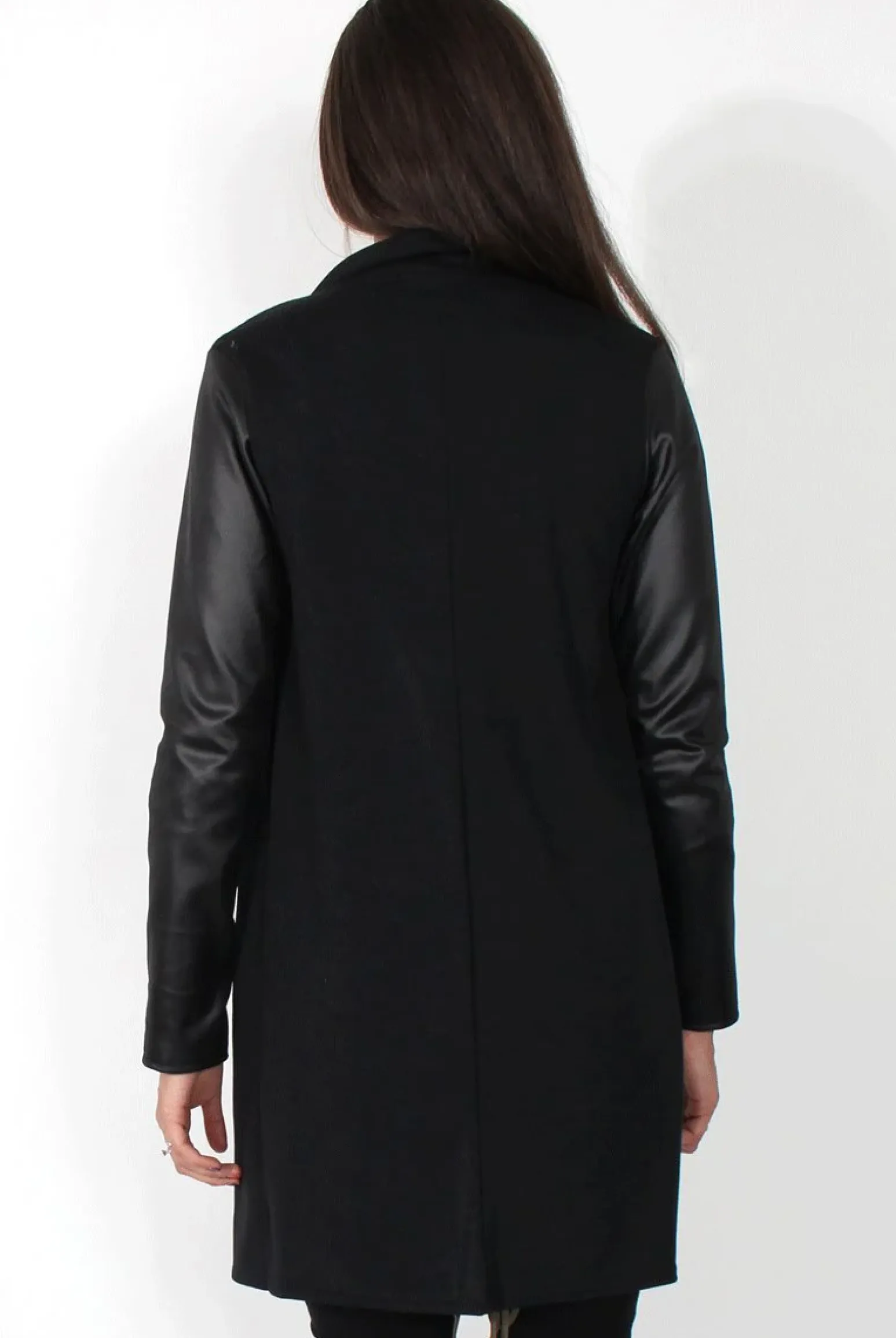 Rebellious Fashion Karina Black PU Long Jacket