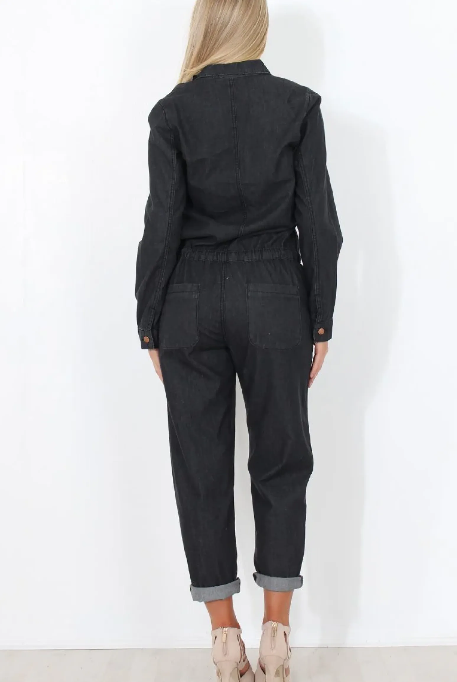 Rebellious Fashion Kath Black Denim Jumpsuit