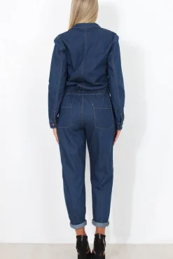 Rebellious Fashion Kath Mid Blue Denim Jumpsuit
