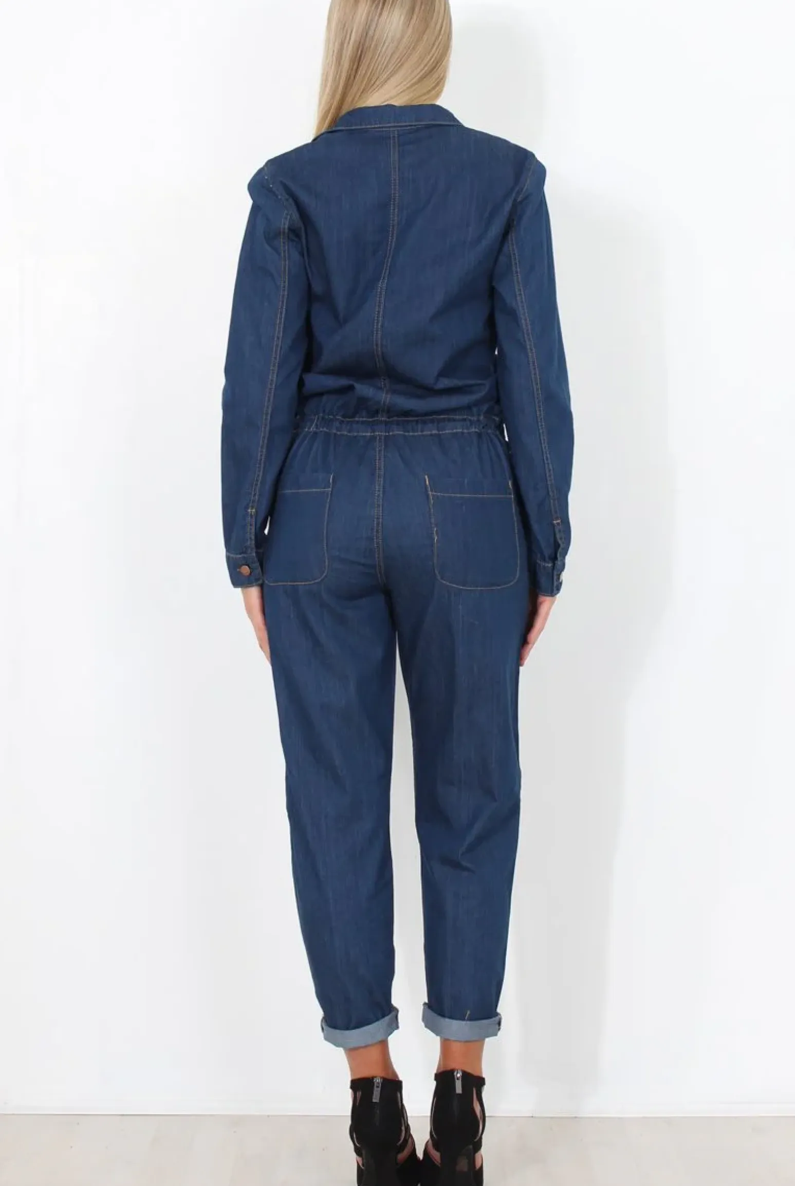 Rebellious Fashion Kath Mid Blue Denim Jumpsuit
