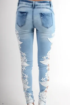Rebellious Fashion Kayleigh Side Lace Skinny Jeans