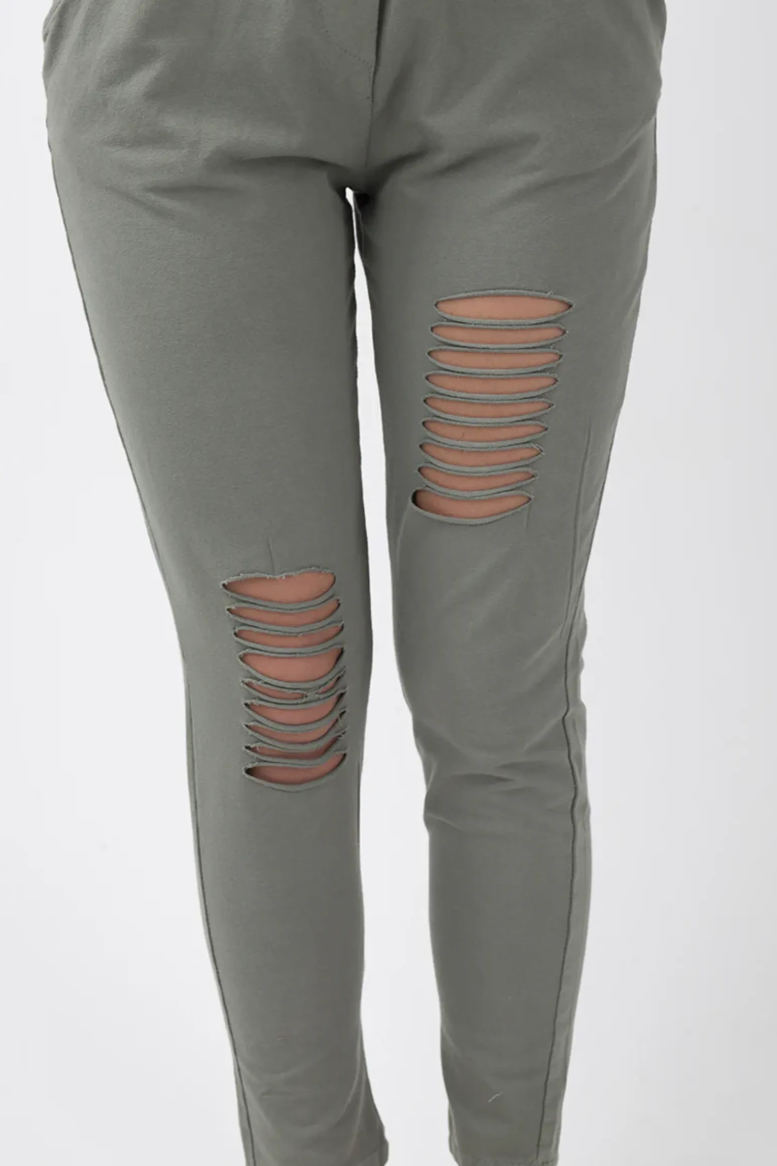 Rebellious Fashion Khaki Bardot Distressed Jumpsuit - Bethan