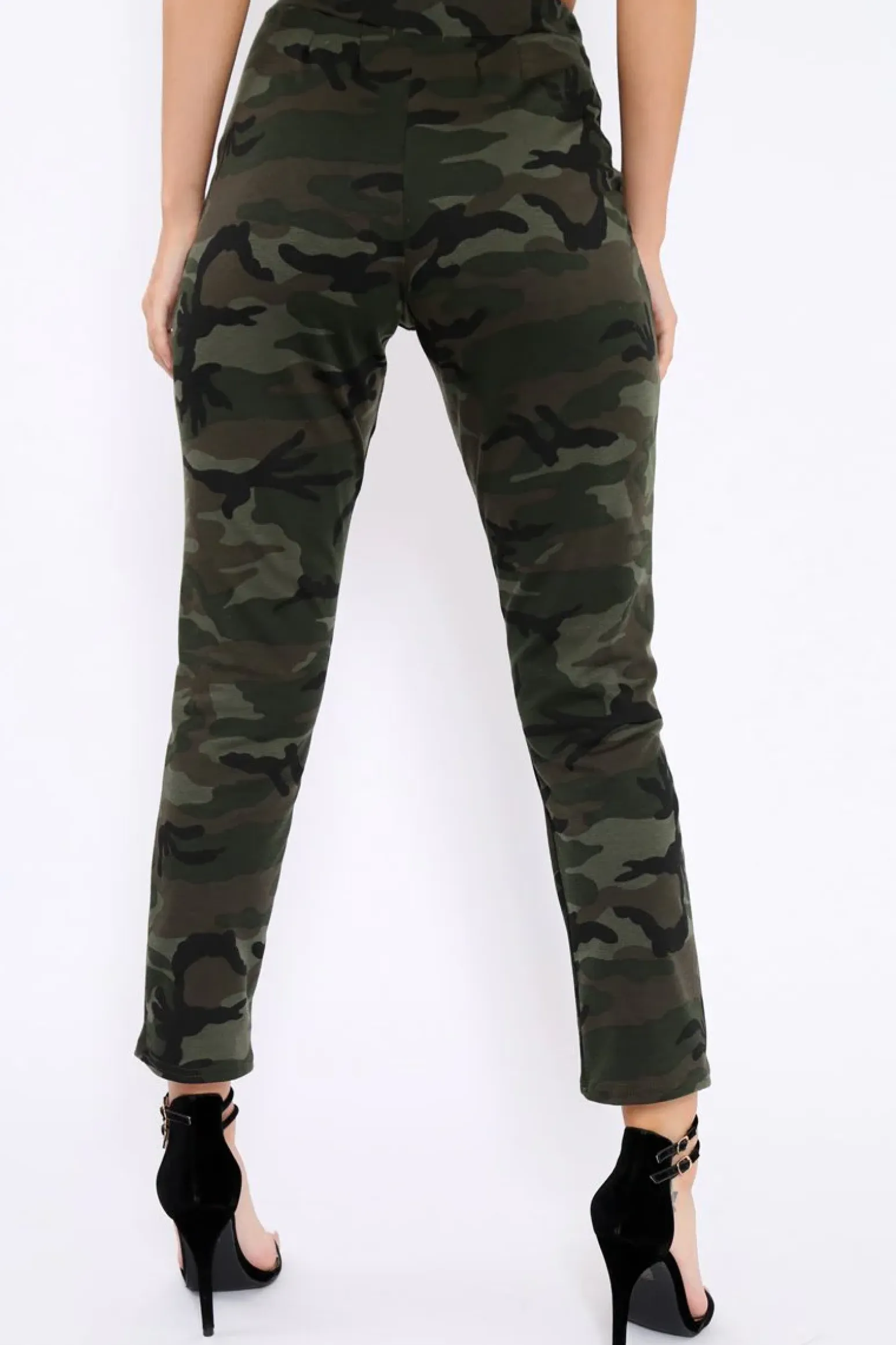 Rebellious Fashion Khaki Camo Print Trousers - Lyza