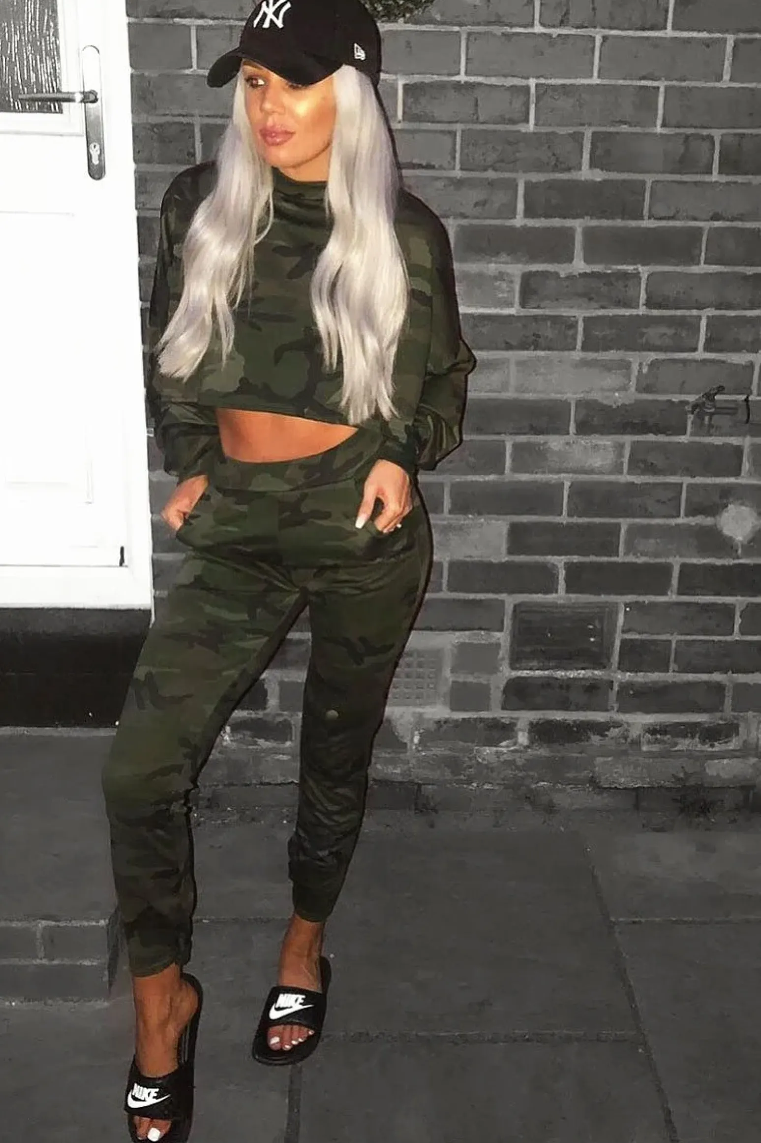 Rebellious Fashion Khaki Camo Print Trousers - Lyza