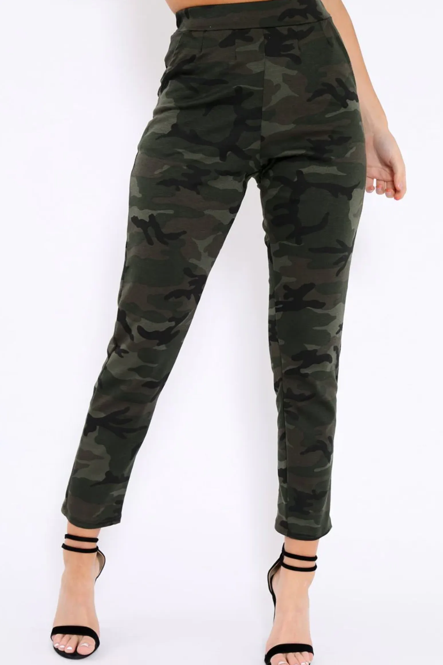 Rebellious Fashion Khaki Camo Print Trousers - Lyza