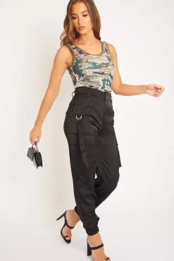 Rebellious Fashion Khaki Camo Thin Knit Tank Top - Meghan