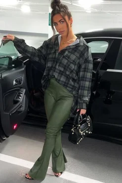 Rebellious Fashion Khaki Checked Pocket Front Shirt - Haily