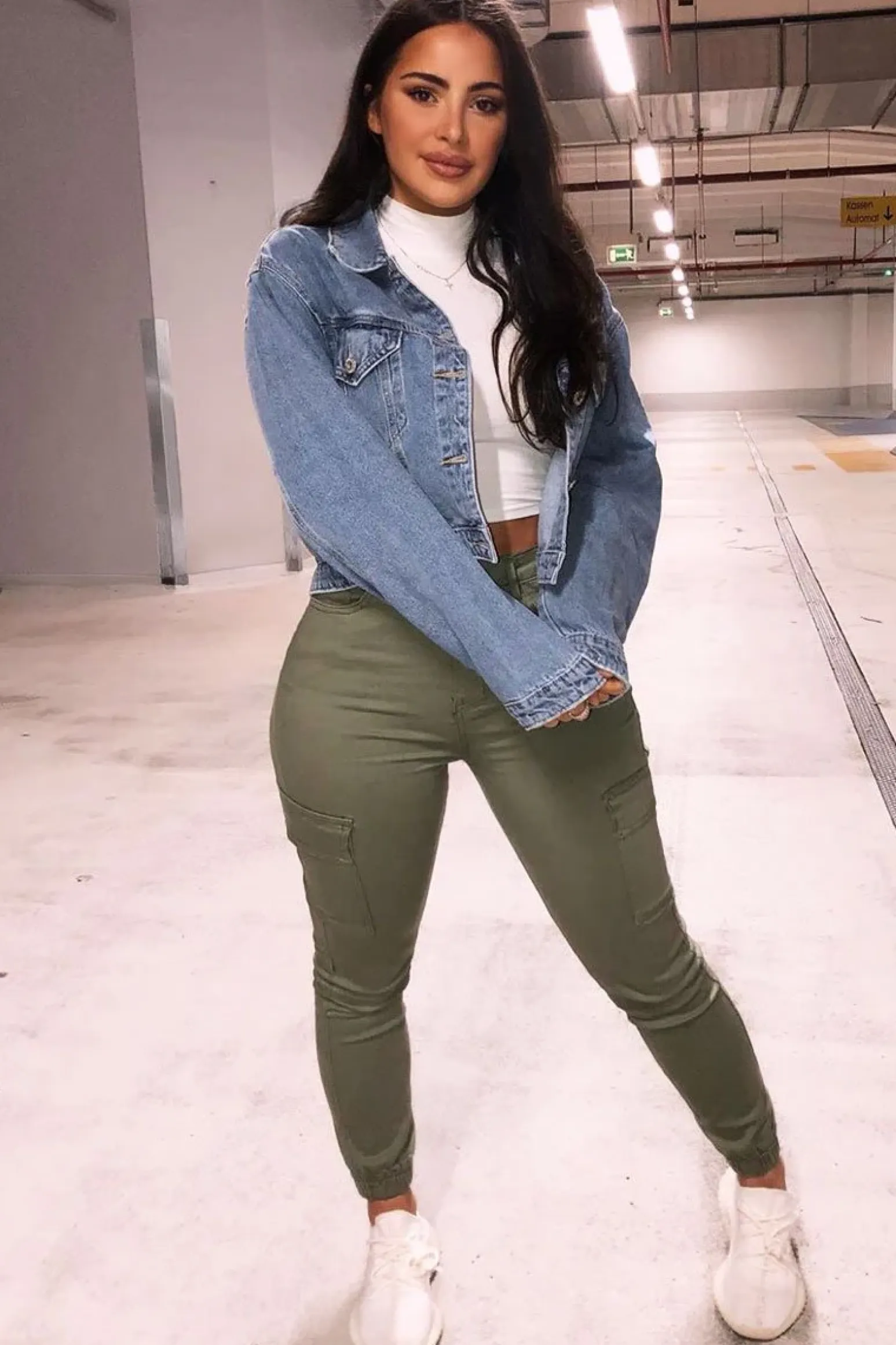 Rebellious Fashion Khaki Denim Cargo Jeans - Destany