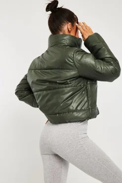 Rebellious Fashion Khaki High Neck Puffer Coat - Docie