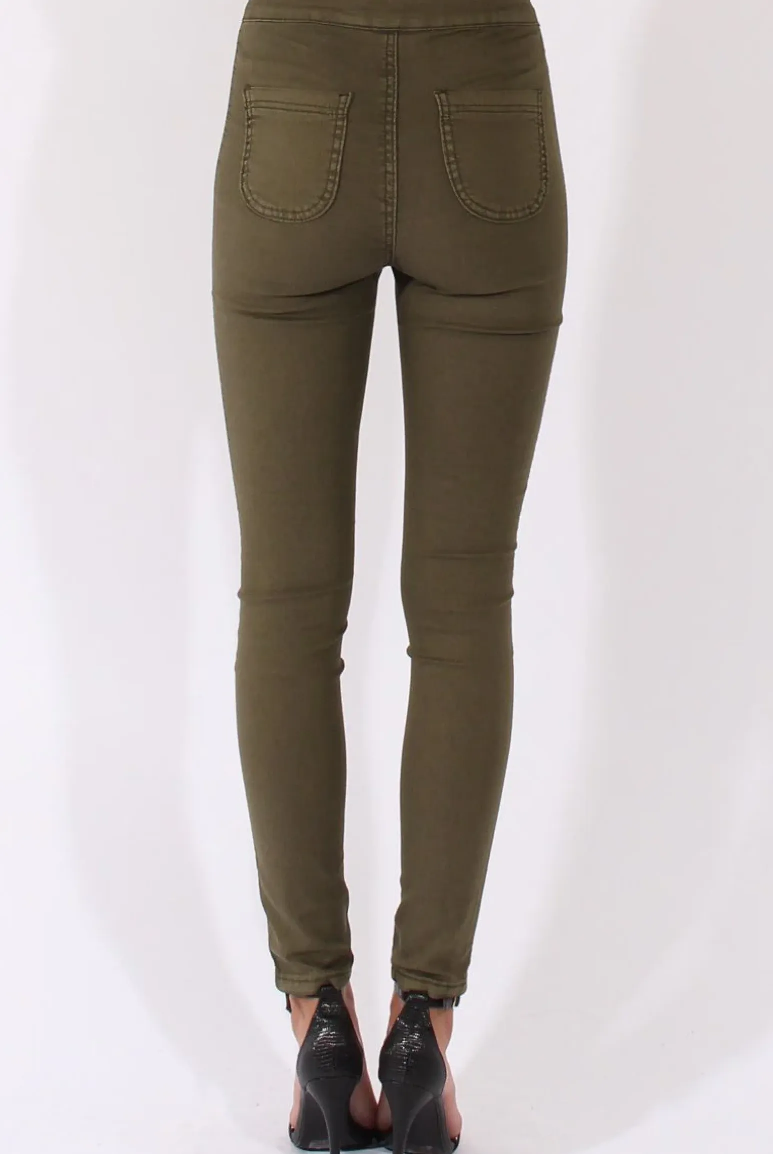 Rebellious Fashion Khaki High Waisted Skinny Jeans - Riley