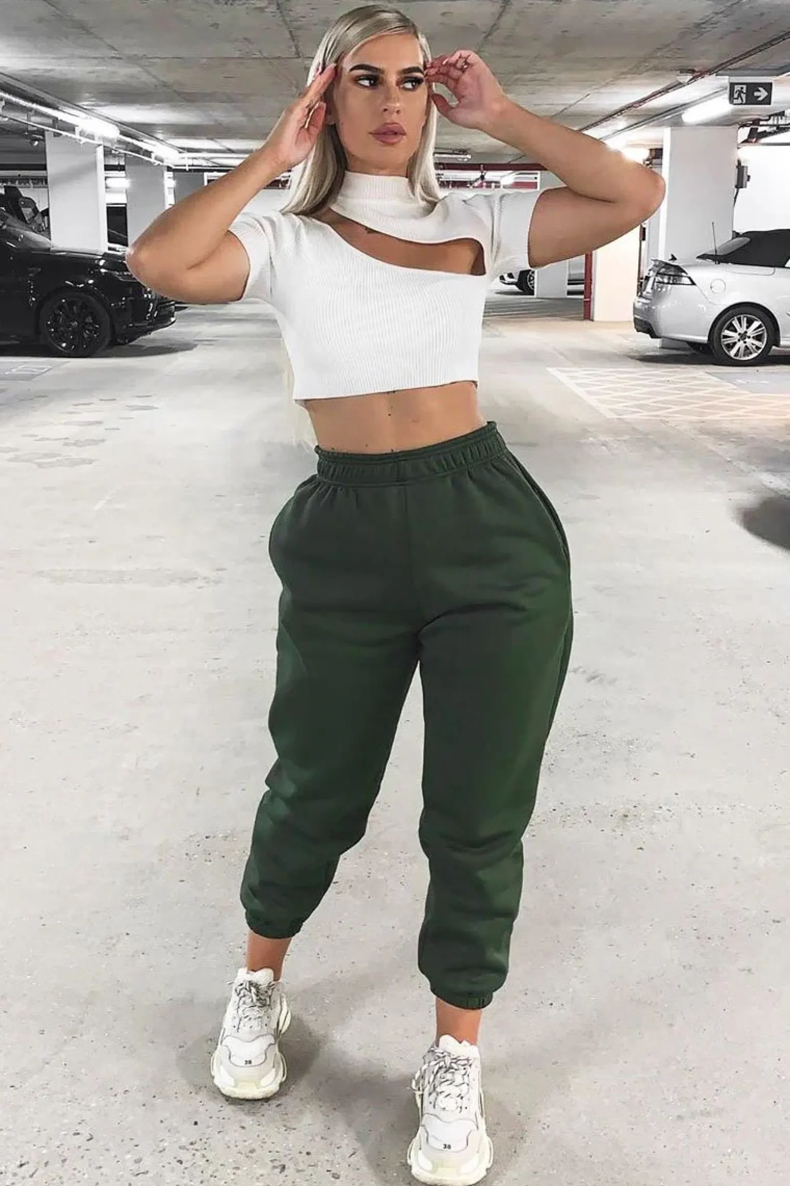 Rebellious Fashion Khaki Oversized Joggers - Erica