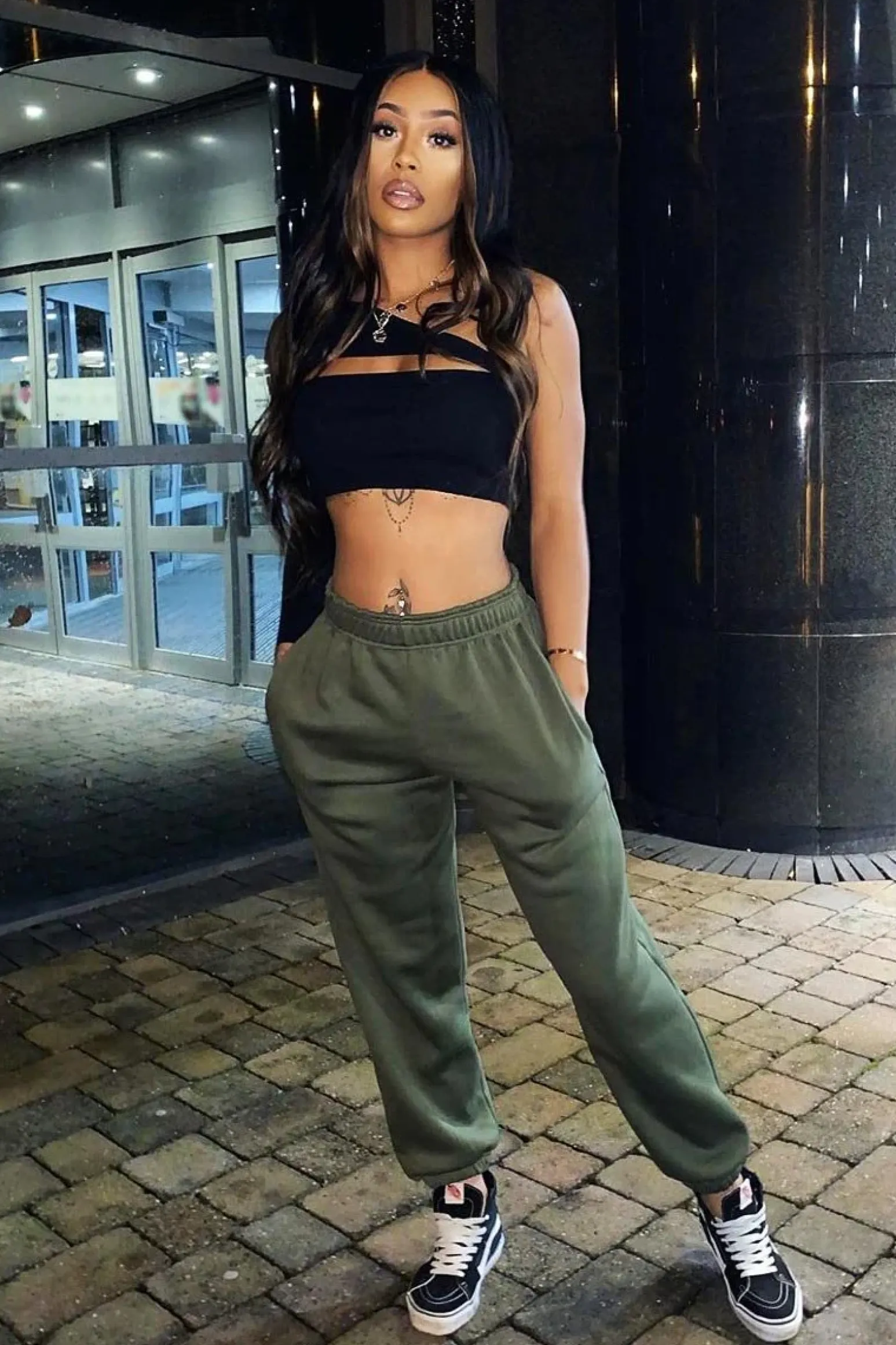 Rebellious Fashion Khaki Oversized Joggers - Erica