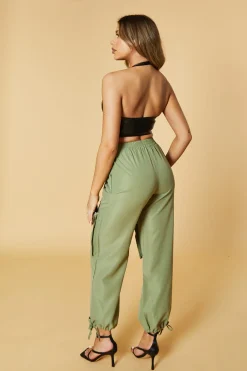 Rebellious Fashion Khaki Oversized Pocket Detail Cargo Trousers - Juri