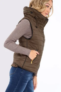 Rebellious Fashion Khaki Padded Gilet - Ariella