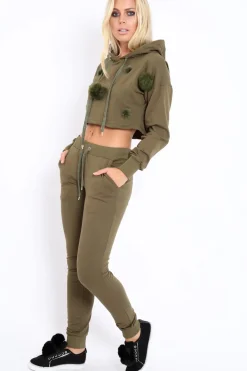 Rebellious Fashion Khaki Pom pom Loungewear Set - Sacha