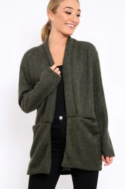 Rebellious Fashion Khaki Shimmery Cardigan - Nicky
