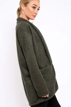 Rebellious Fashion Khaki Shimmery Cardigan - Nicky