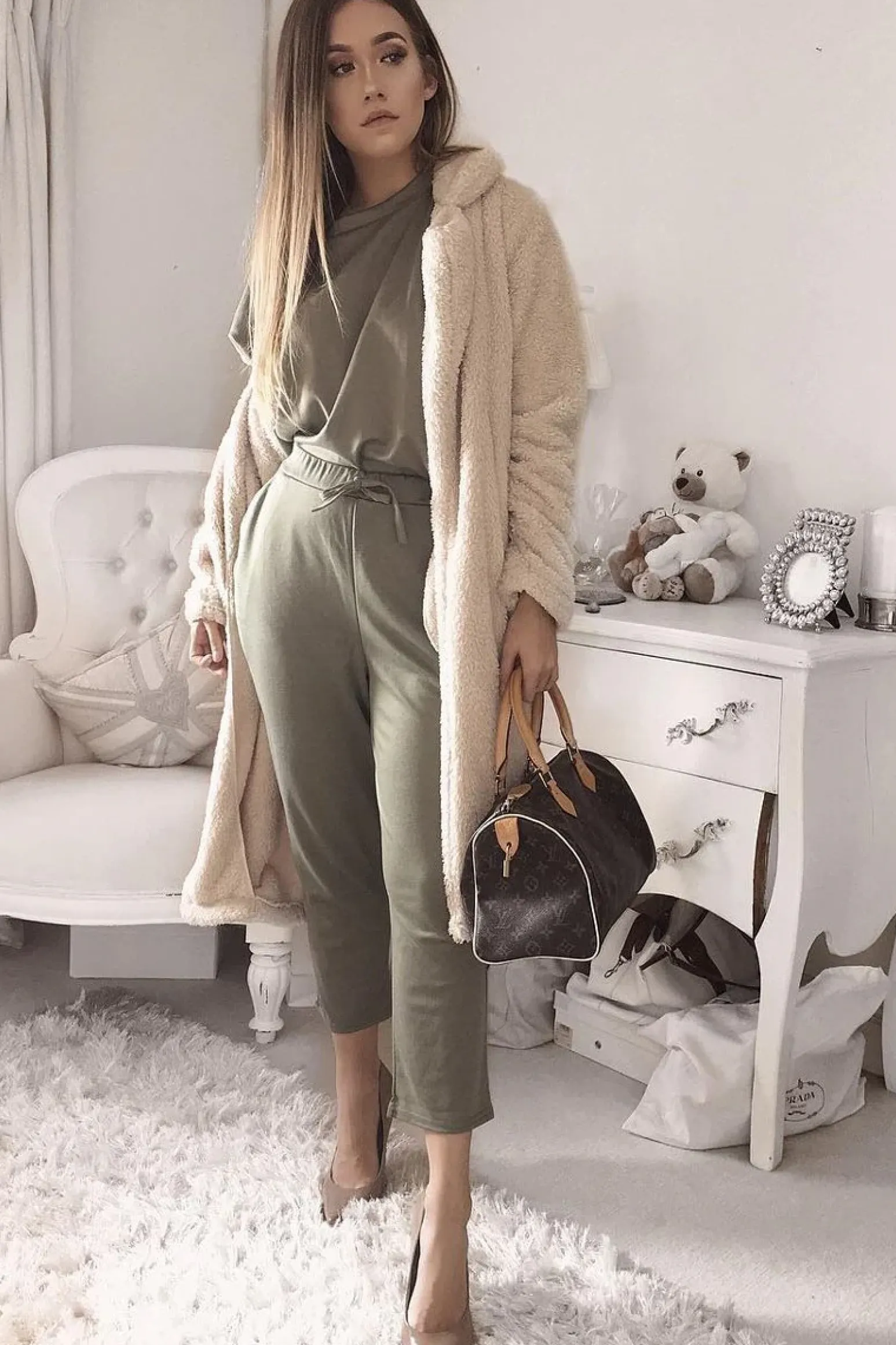 Rebellious Fashion Khaki Short Sleeve Crop Jogger Loungewear Set - Aarian