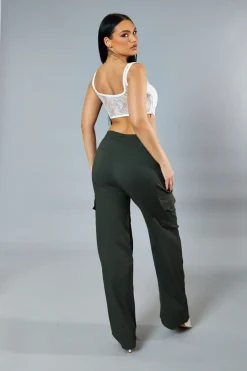 Rebellious Fashion Khaki Straight Leg Cargo Trousers - Rian